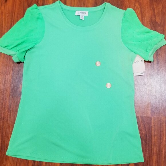 Ladies' Carmen Marc Valvo Top, Size S, Green Grass in color, NWT - Picture 10 of 11